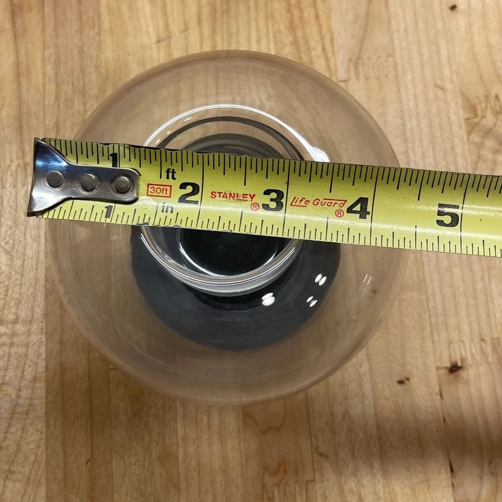 Vunder Glass Orb Votive Candle Holder Wood Grain Base Modern Minimalist 4x5